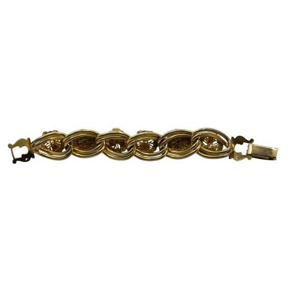 Vintage Gold Tone Bracelet Natural Stones Rope Design Clasp 1950s Statement - Picture 8 of 8